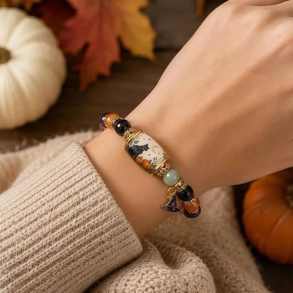 Halloween Collection – Halloween Black Cat Bumpkin Beaded Bracelet