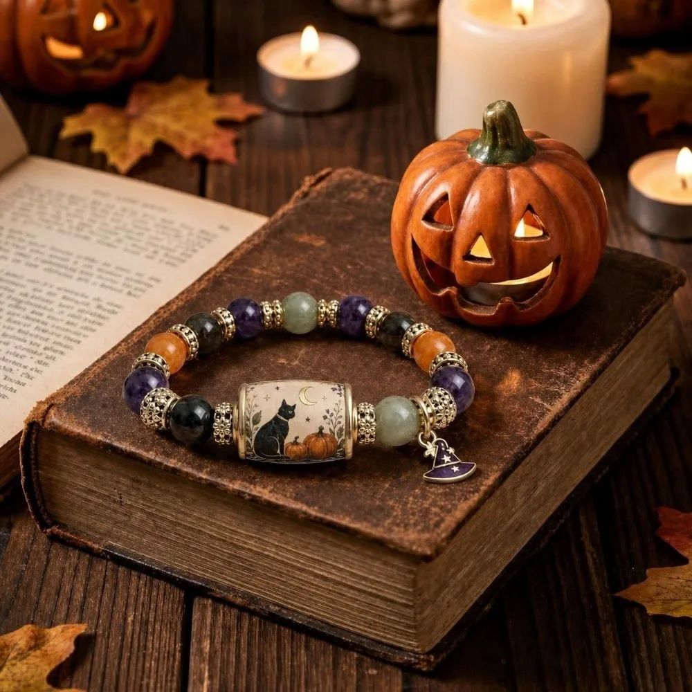 Halloween Collection – Halloween Black Cat Bumpkin Beaded Bracelet