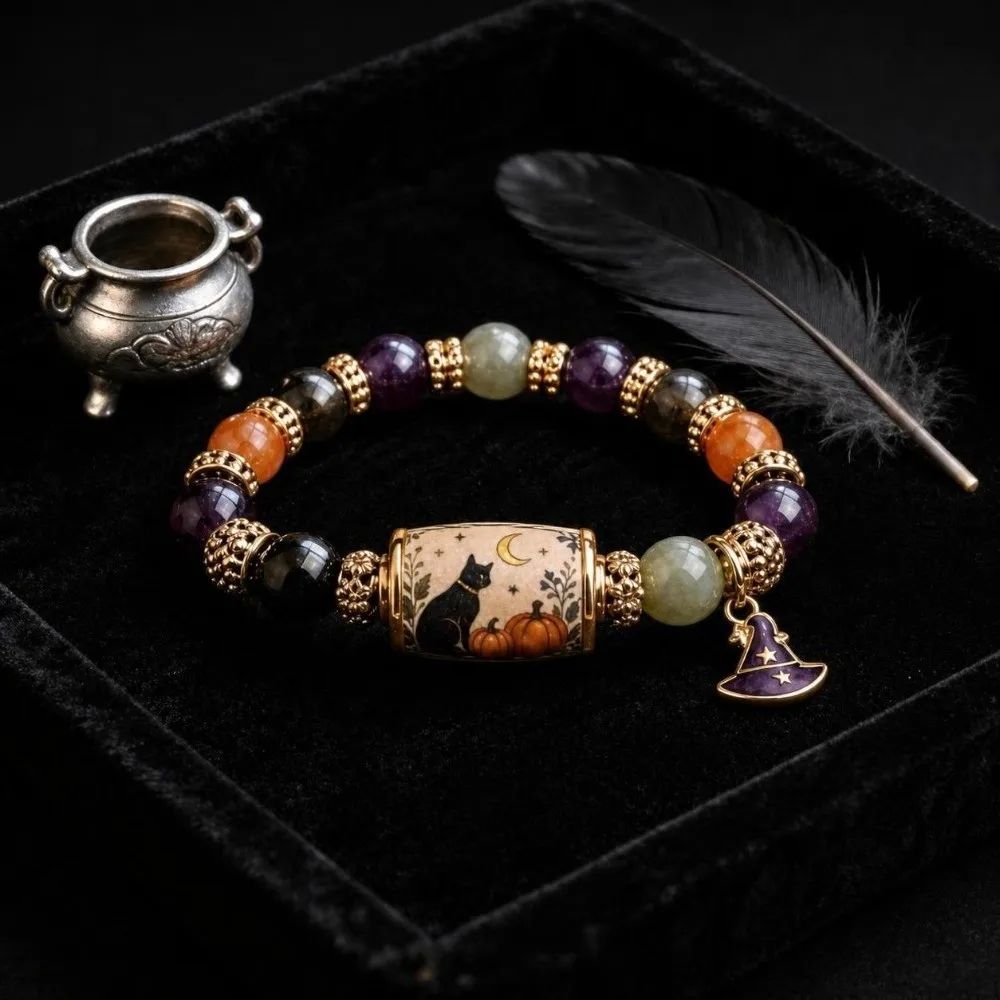 Halloween Collection – Halloween Black Cat Bumpkin Beaded Bracelet
