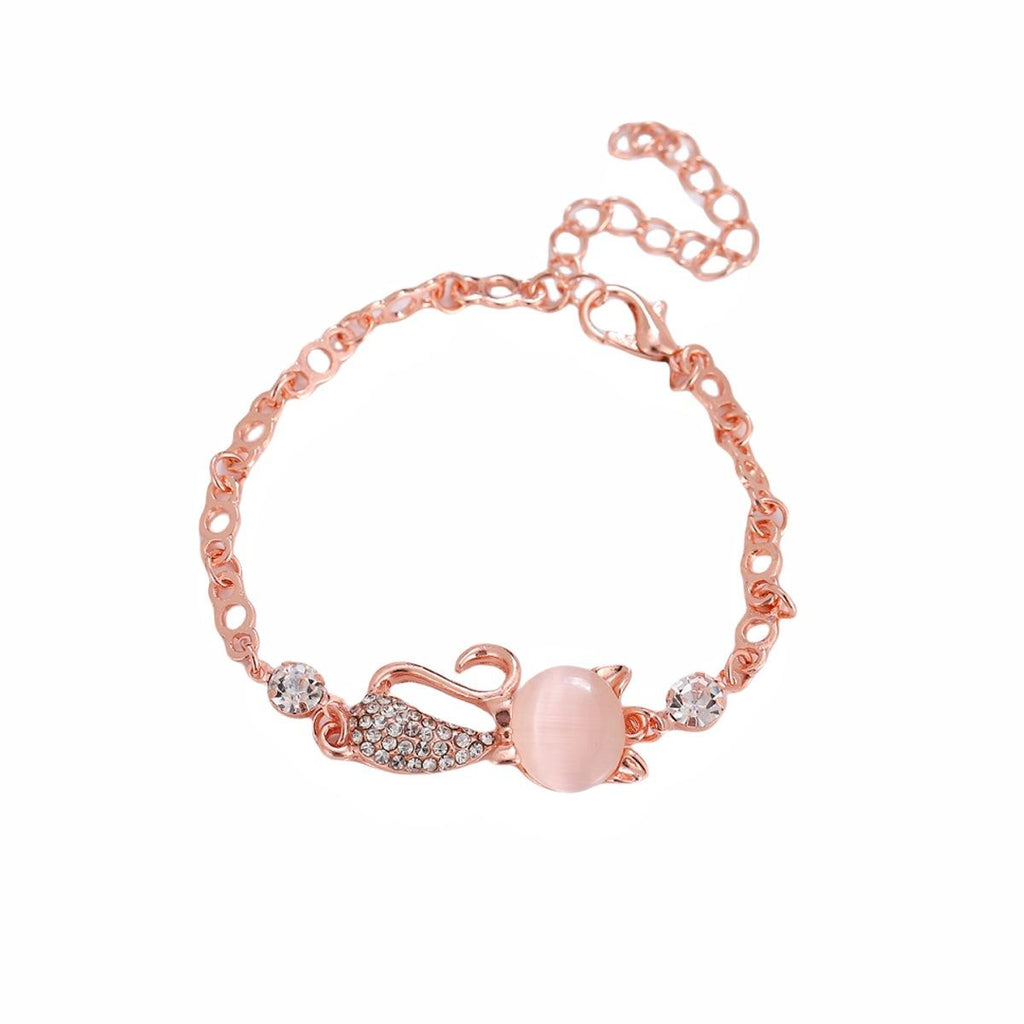 Women's stone-studded cat-shaped bracelet