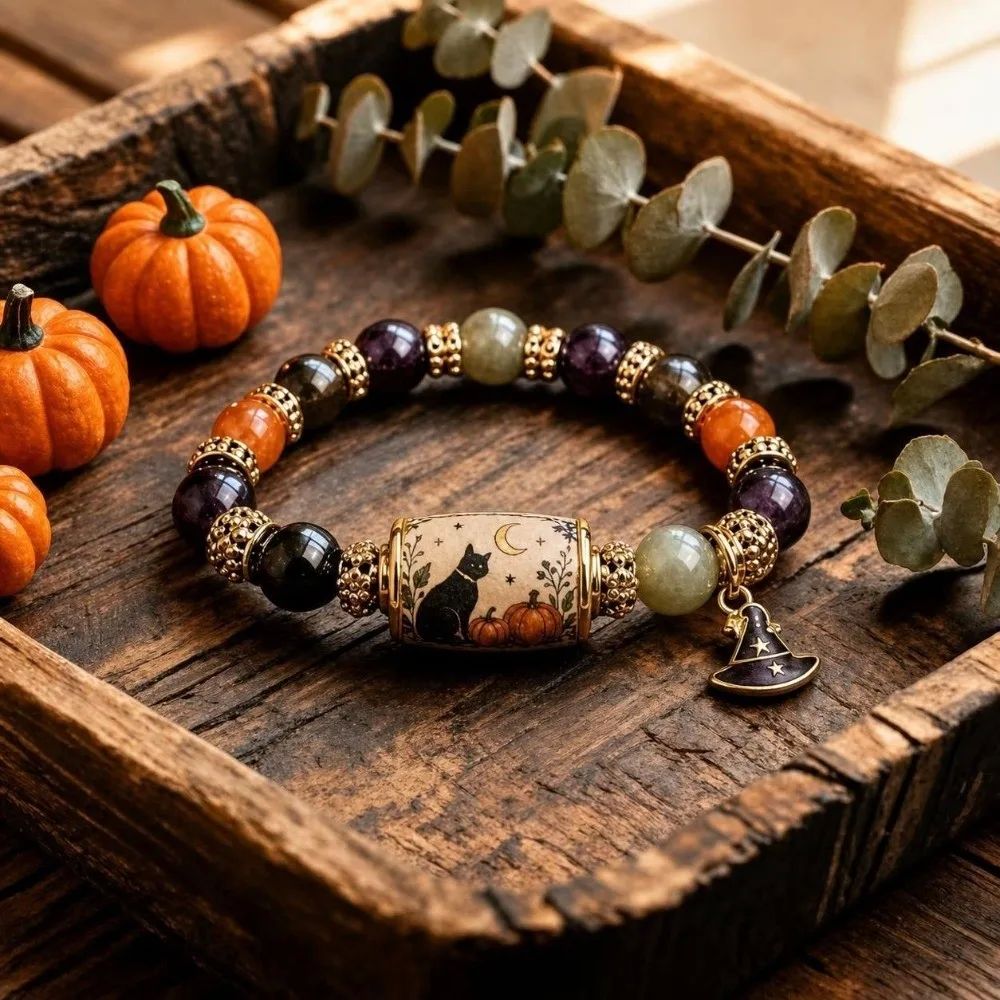 Halloween Collection – Halloween Black Cat Bumpkin Beaded Bracelet