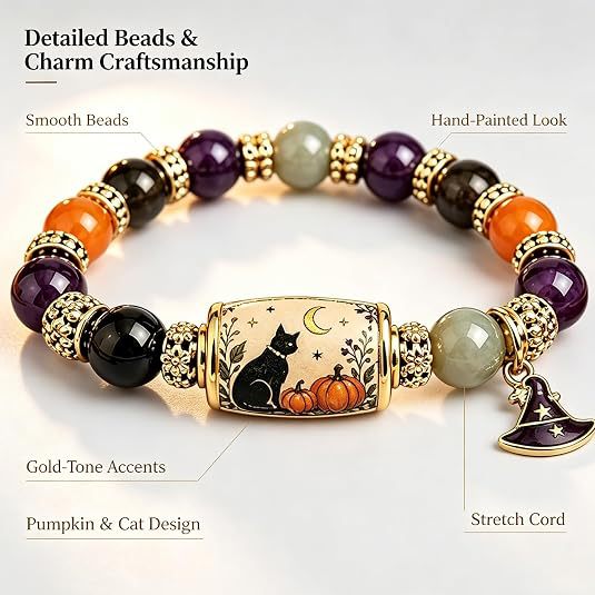 Halloween Collection – Halloween Black Cat Bumpkin Beaded Bracelet
