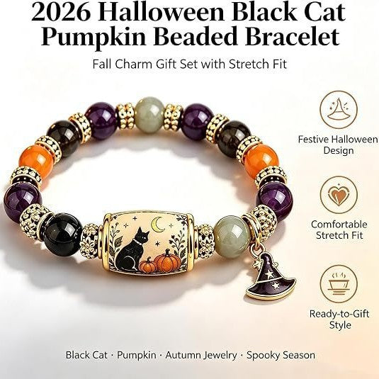 Halloween Collection – Halloween Black Cat Bumpkin Beaded Bracelet
