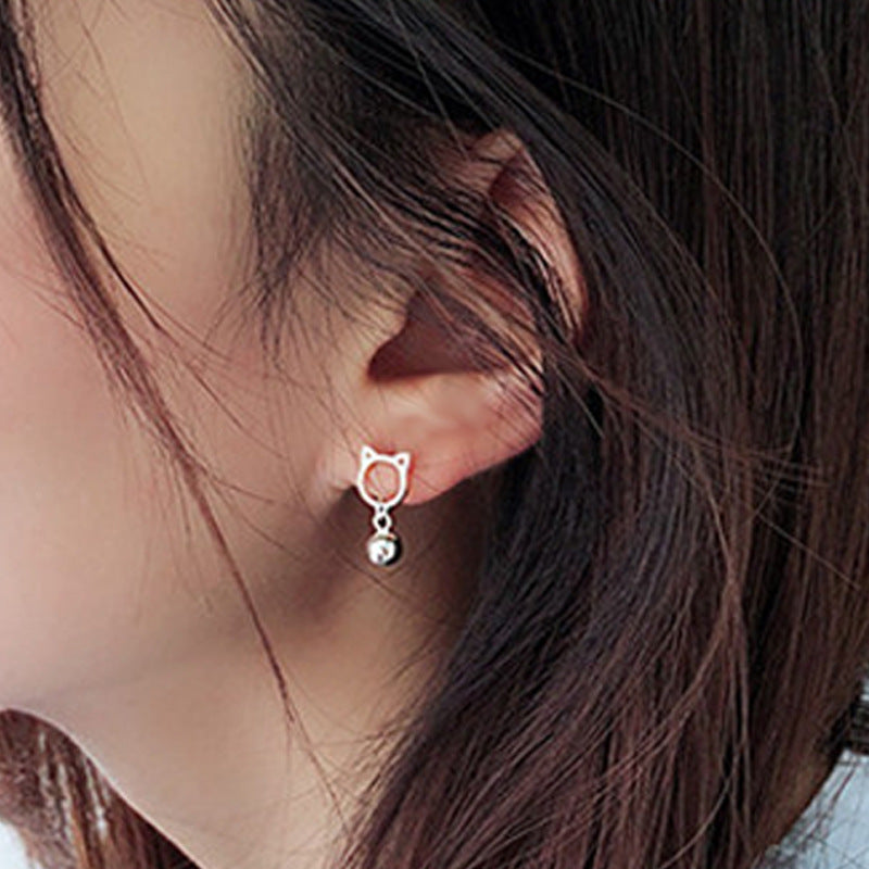 Unique cat-shaped earrings with bells