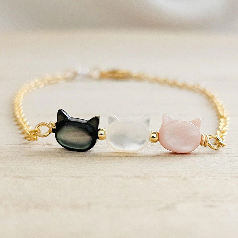 Cute handmade cat-themed bracelet for women