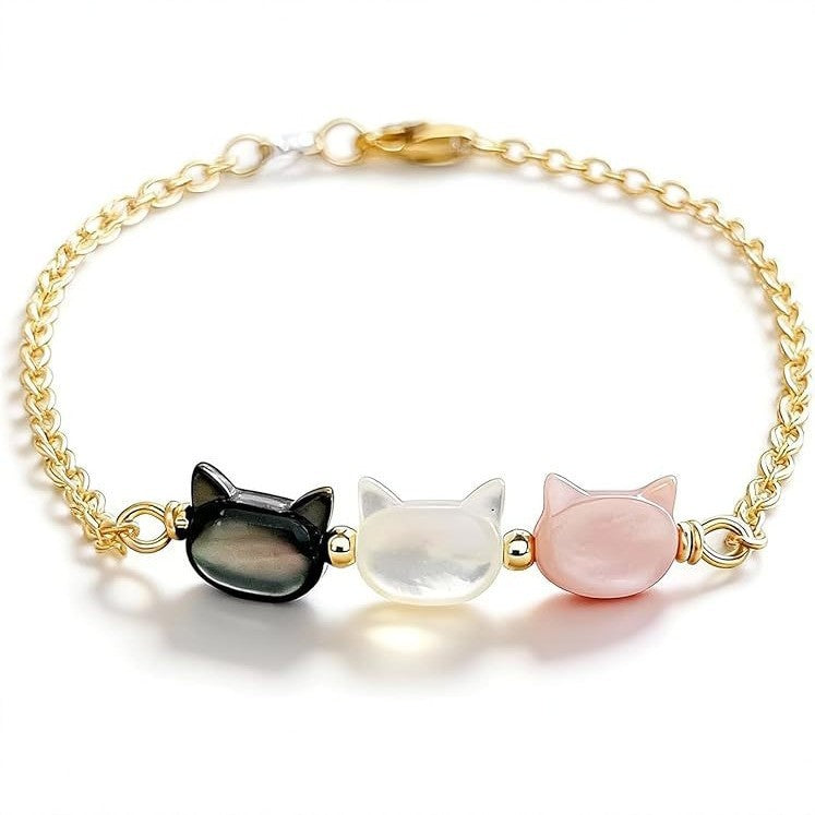 Cute handmade cat-themed bracelet for women