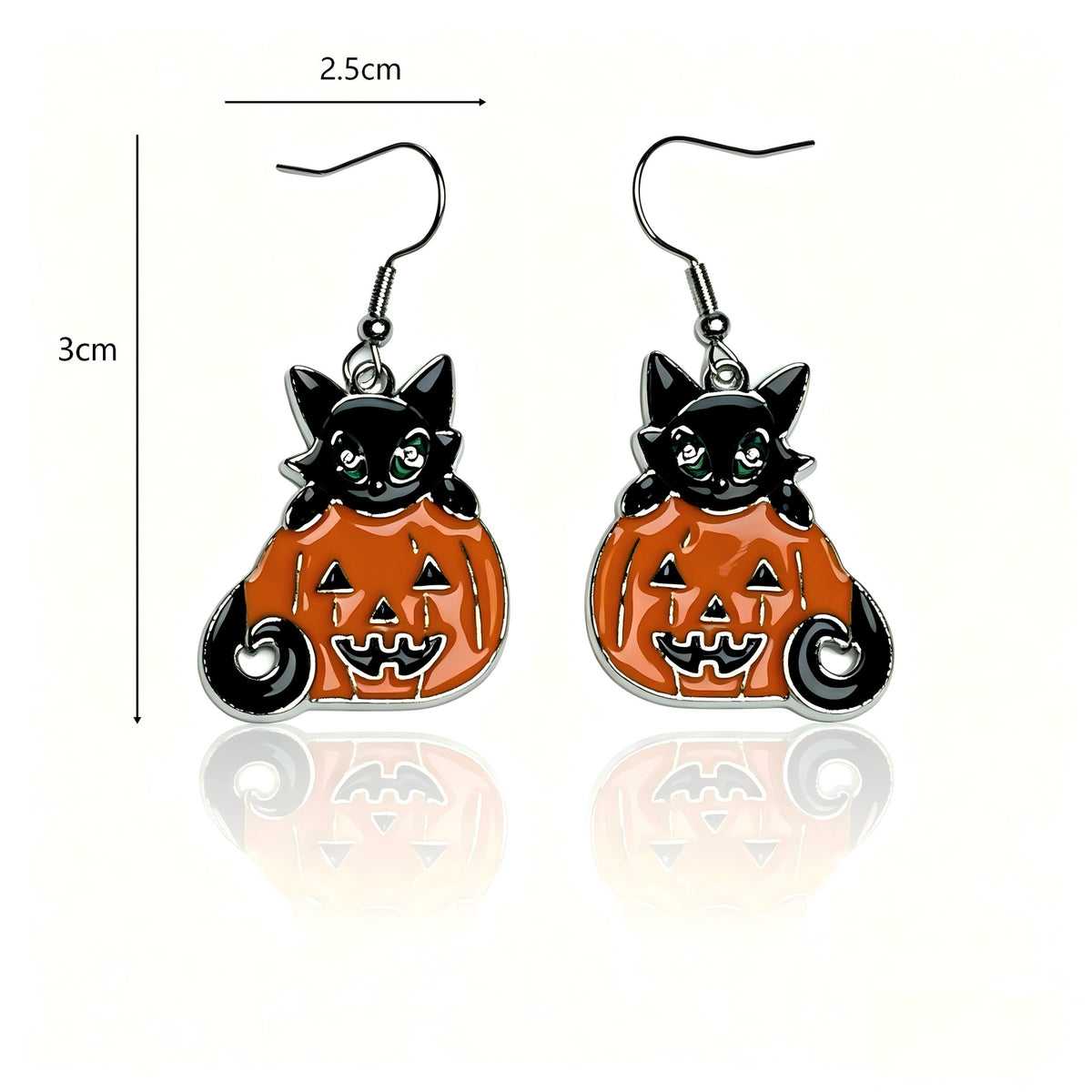 Halloween & Cat Collection – Edgy black cat and pumpkin earrings