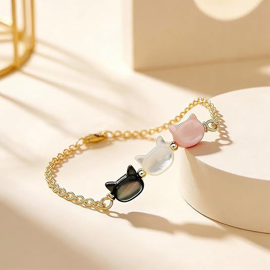 Cute handmade cat-themed bracelet for women