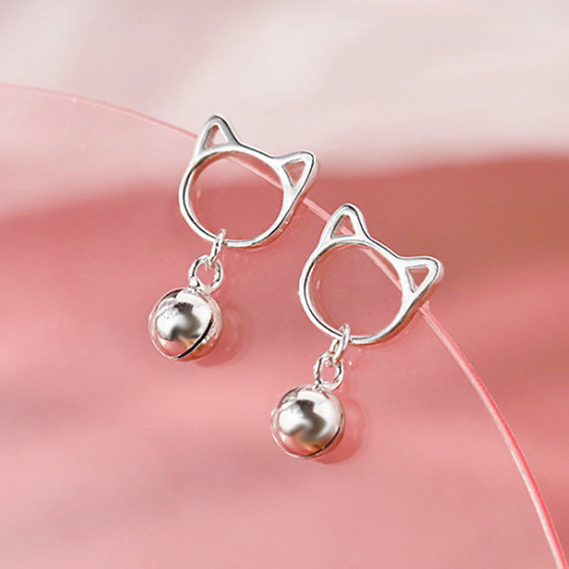 Unique cat-shaped earrings with bells