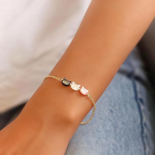 Cute handmade cat-themed bracelet for women