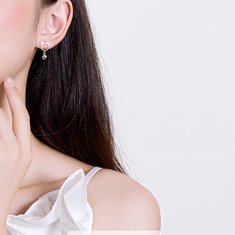 Unique cat-shaped earrings with bells