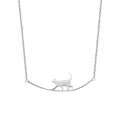 S925 silver necklace with a unique curved cat-shaped pendant.