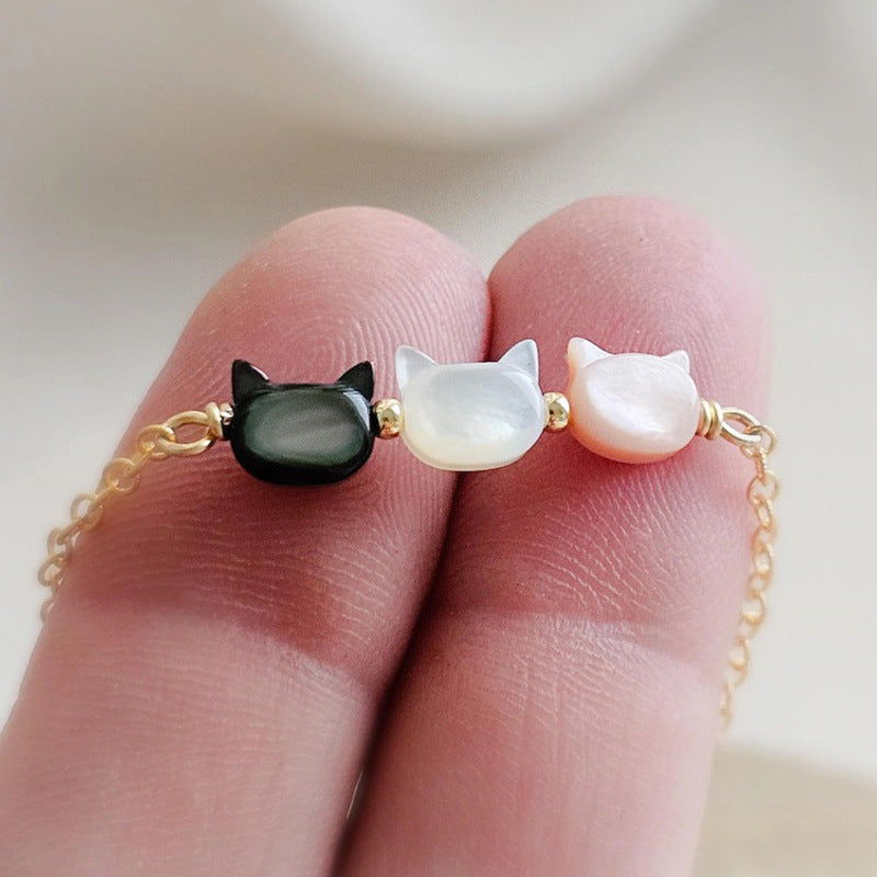 Cute handmade cat-themed bracelet for women