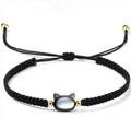 Hand-woven couple's bracelet with a cat-face design