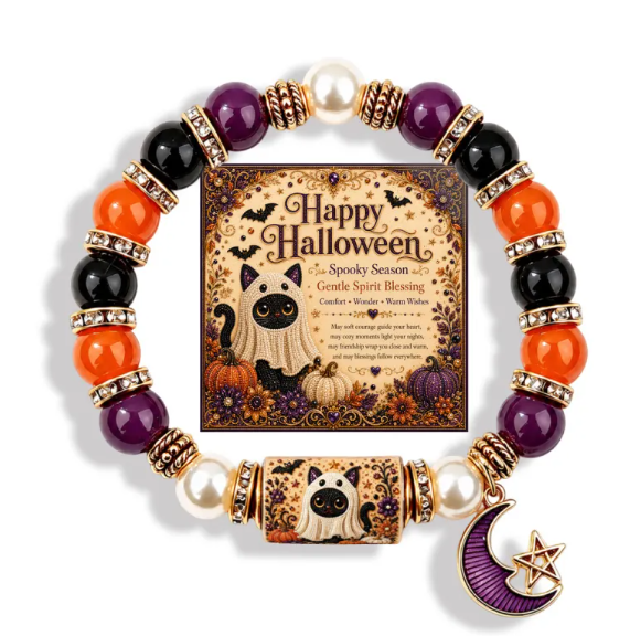 Halloween Collection – Halloween Black Cat Bumpkin Beaded Bracelet