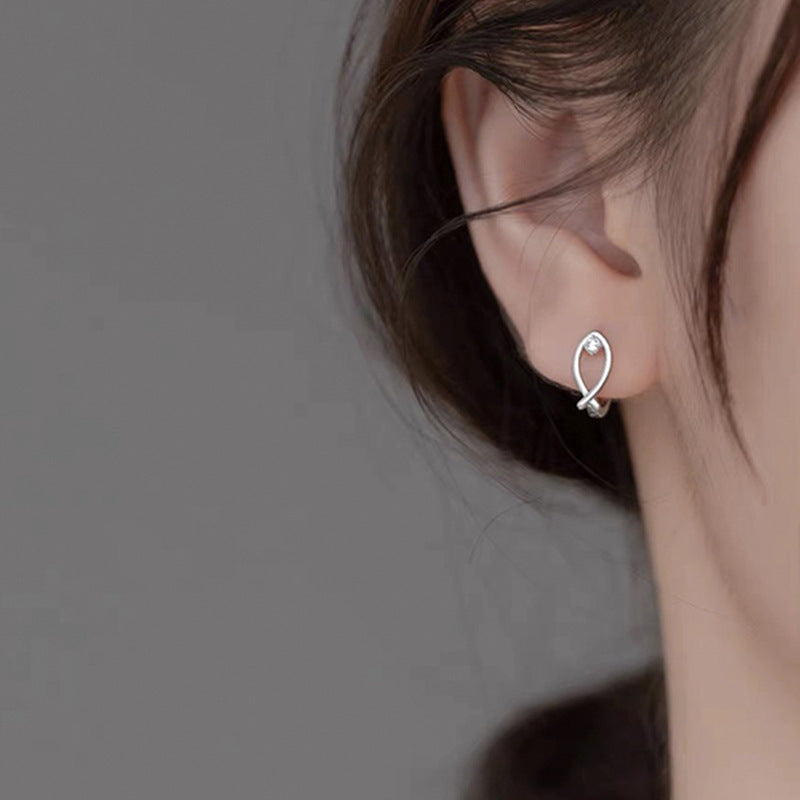 Cute S925 silver earrings featuring a fish and a cat